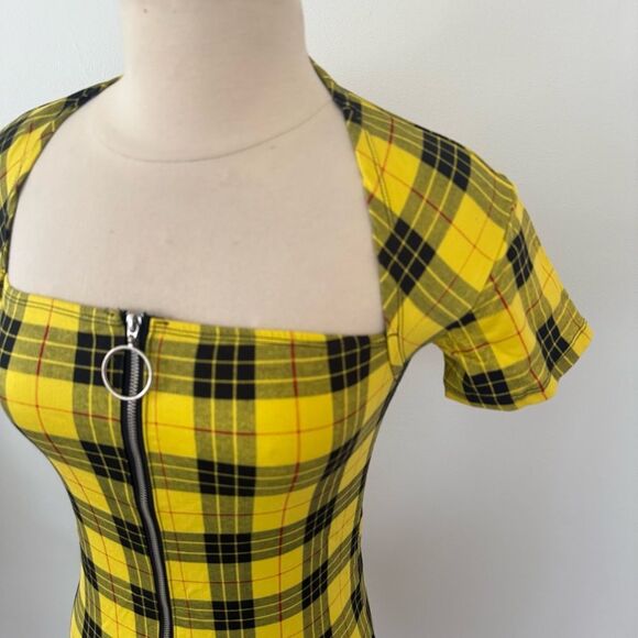 Motel Rocks Maretha Dress In Winter Plaid Yellow Size Small - Picture 4 of 8